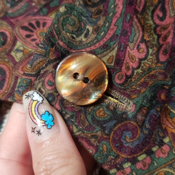 Vintage Hand Made Earthy Paisley Button Up Winter Long Sleeved Midi Sheath Dress - Picture 7 of 11